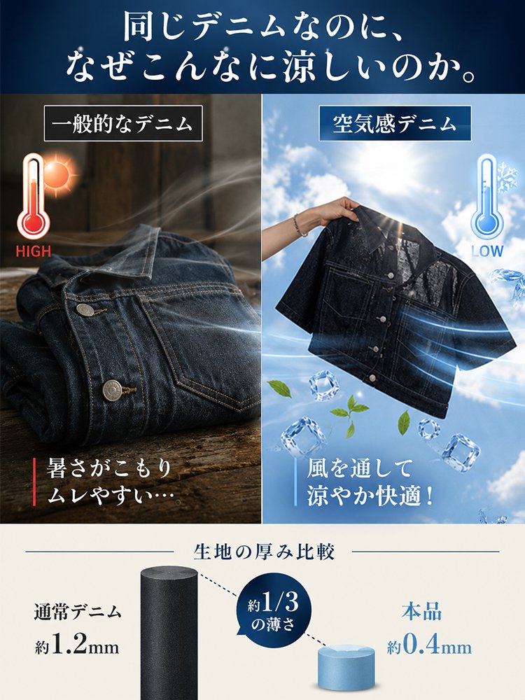 夏向け薄手デニムセットアップ