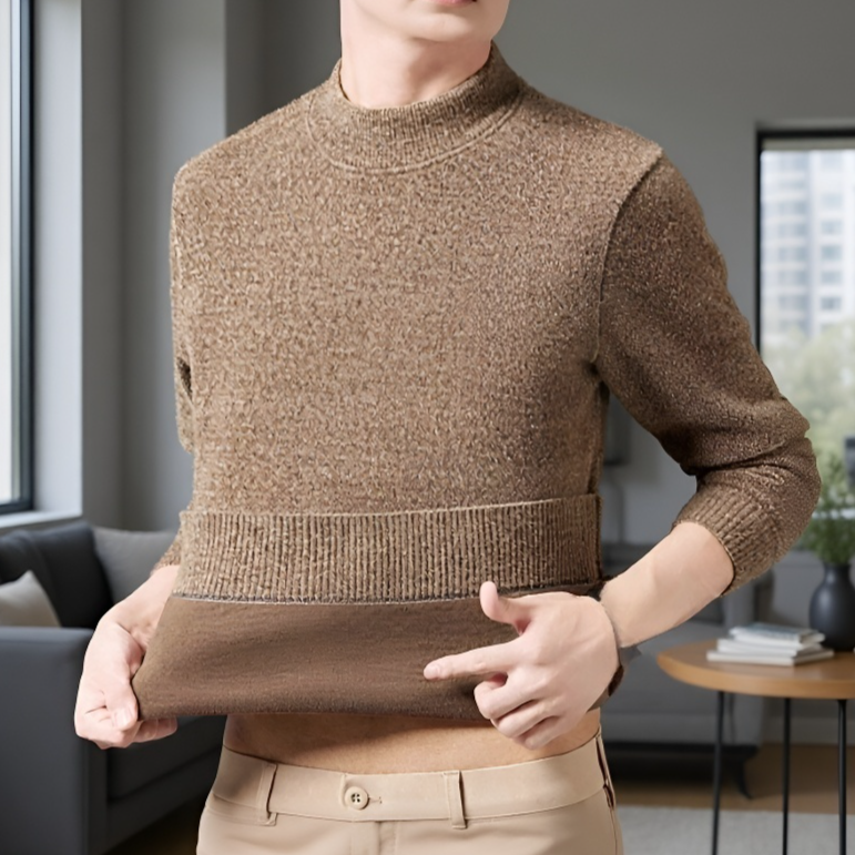 남성 겨울 기모 라운드 니트 스웨터