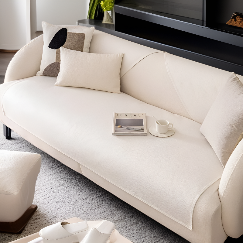 Antypoślizgowa poduszka na sofę, całoroczna, z tkaniny kremowej