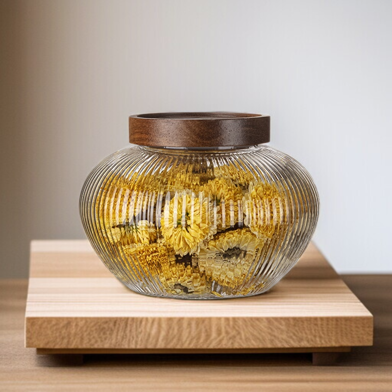 木蓋透明雜糧儲物瓶