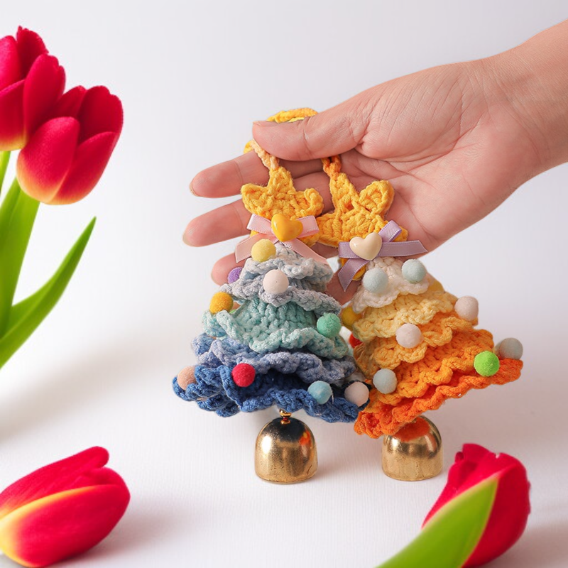 毛絨聖誕掛件毛線鉤織聖誕樹小擺飾