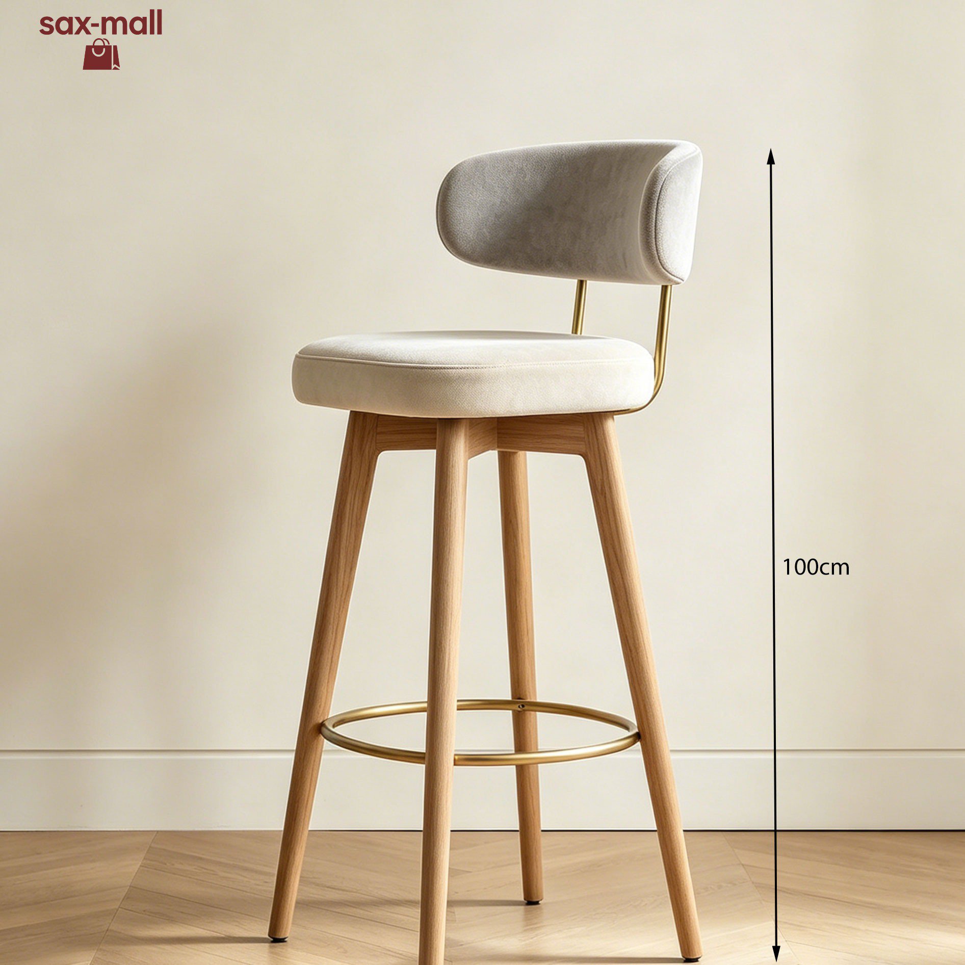 Solid wood bar stool close-up showing craftsmanship