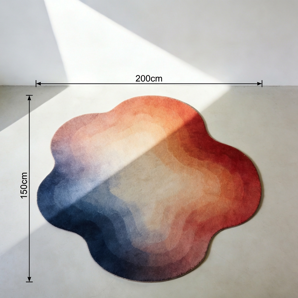 Soft floral area rug with unique petal design