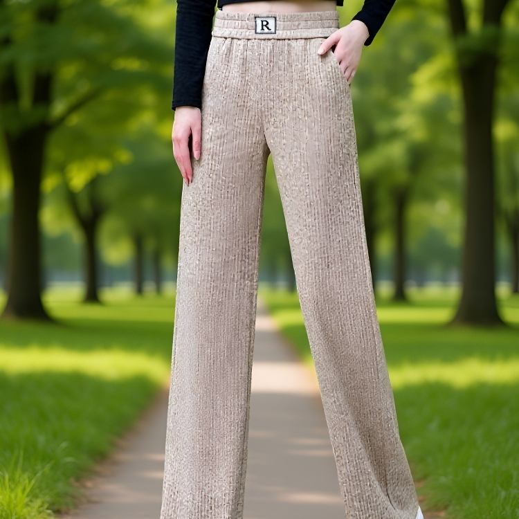  슬림핏 드레이프 코듀로이 와이드 팬츠