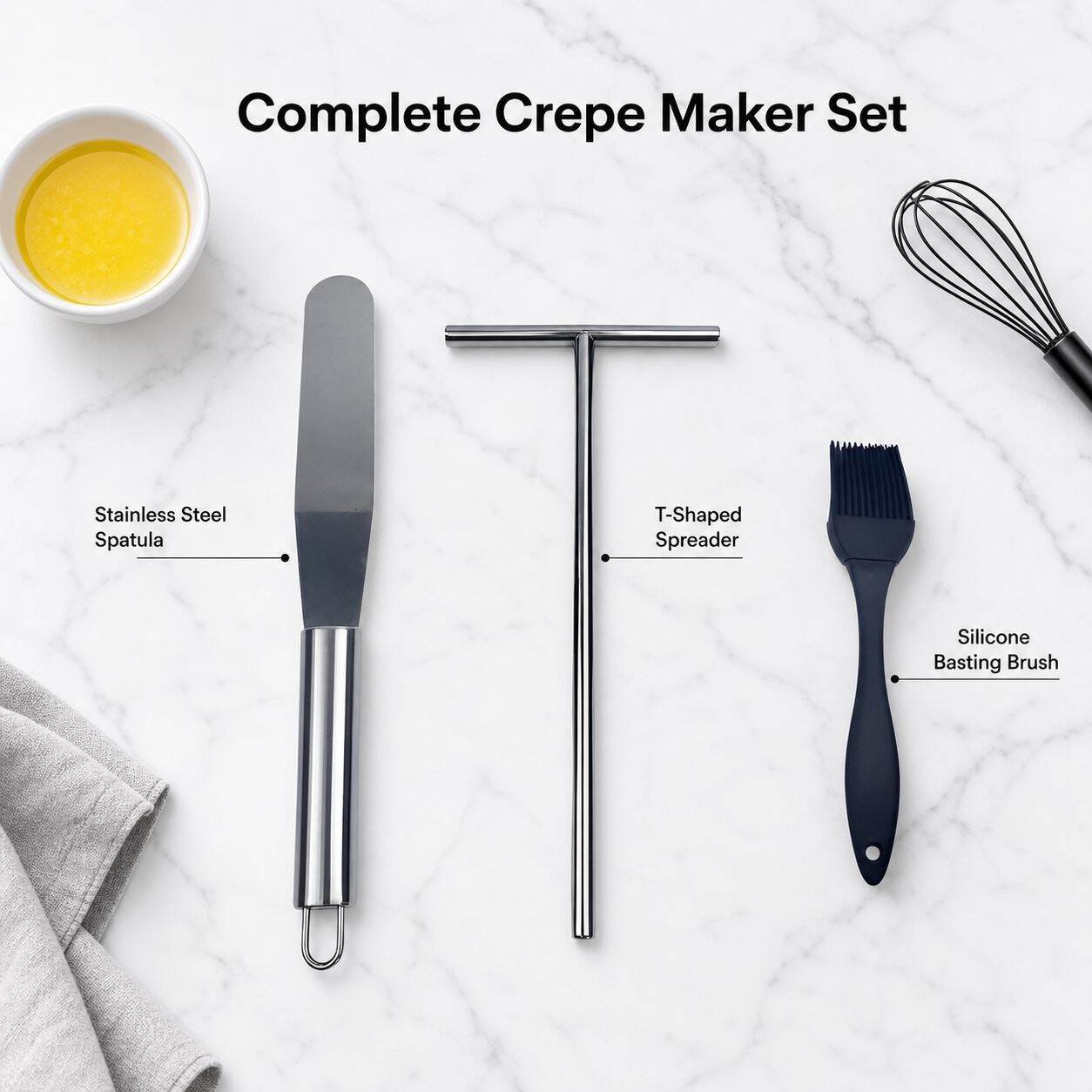 Stainless Steel Crepe Spreader and Spatula Set for Pancakes