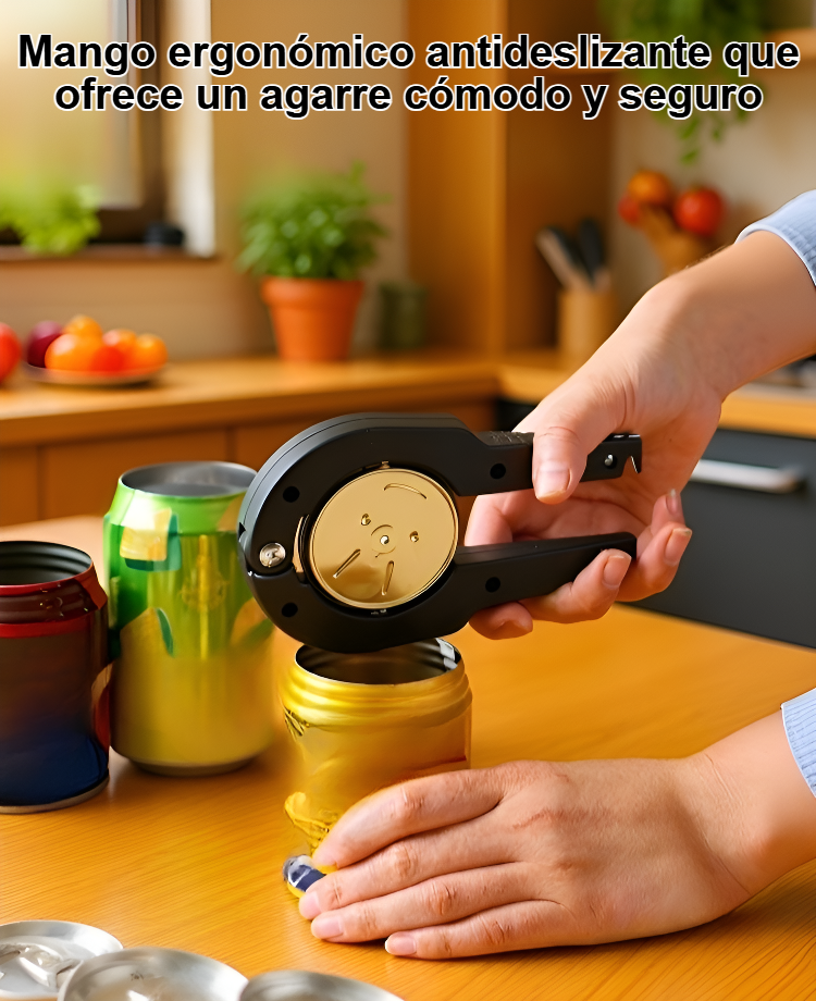 Vista frontal del abrelatas multifuncional mejorado