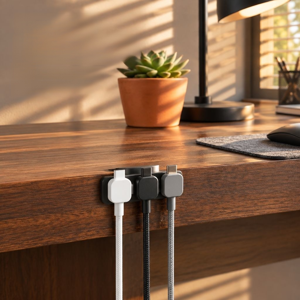 Organizador de Cables Magnético Clips para Cable de Carga USB Escritorio y Auto