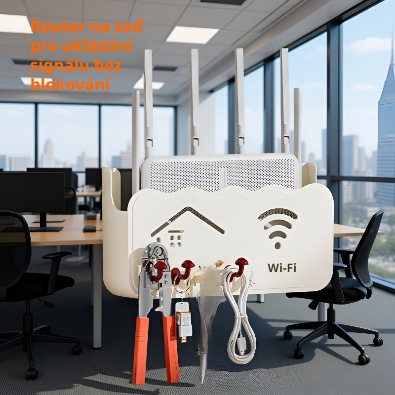  Nástěnný úložný box na router, police na bezdrátový WiFi a televizor