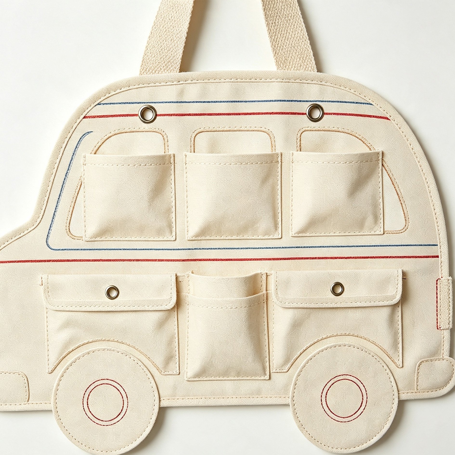 Bus-shaped fabric wall-mounted storage bag