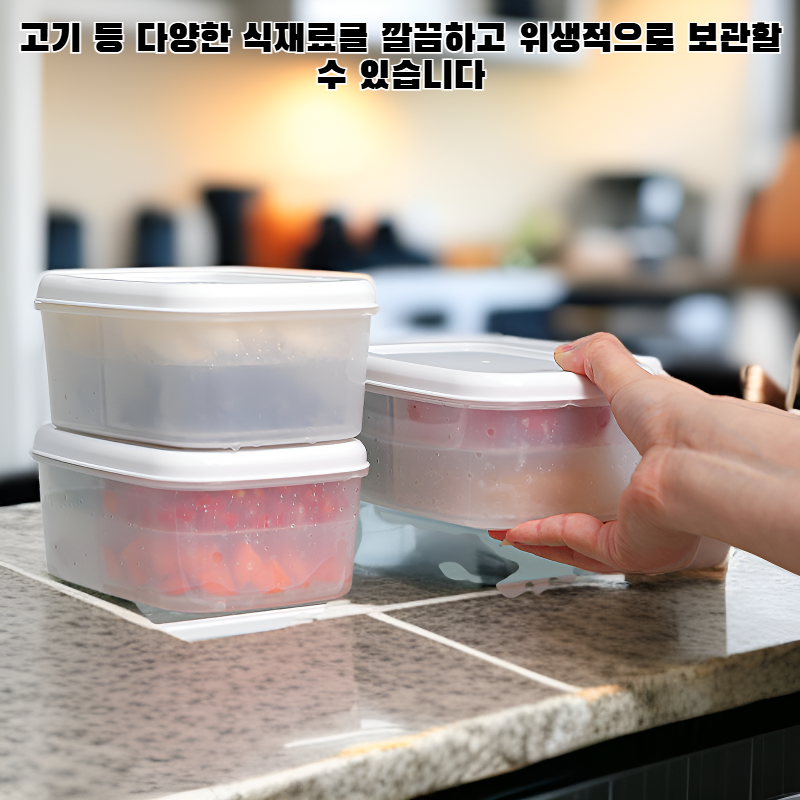 이중 구조의 물 빠짐 기능이 있는 냉장고 식품 보관 용기