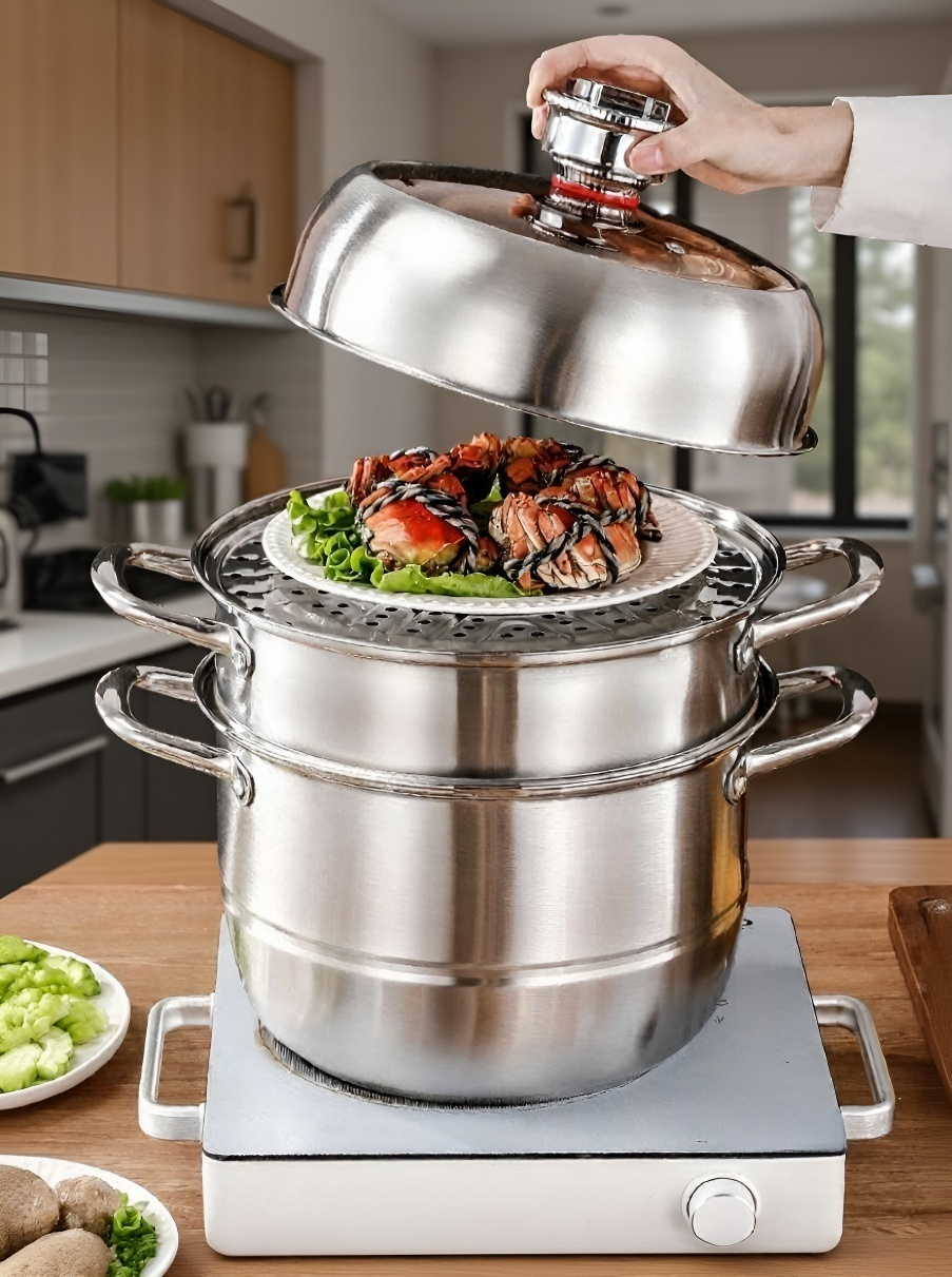 식당용 대형 수프 냄비 사용 예시