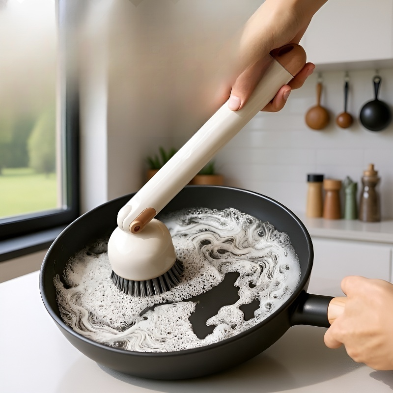 Haushalts-Küchen-Topfreinigungsbürste mit langem Griff, Ölentfernungsbürste