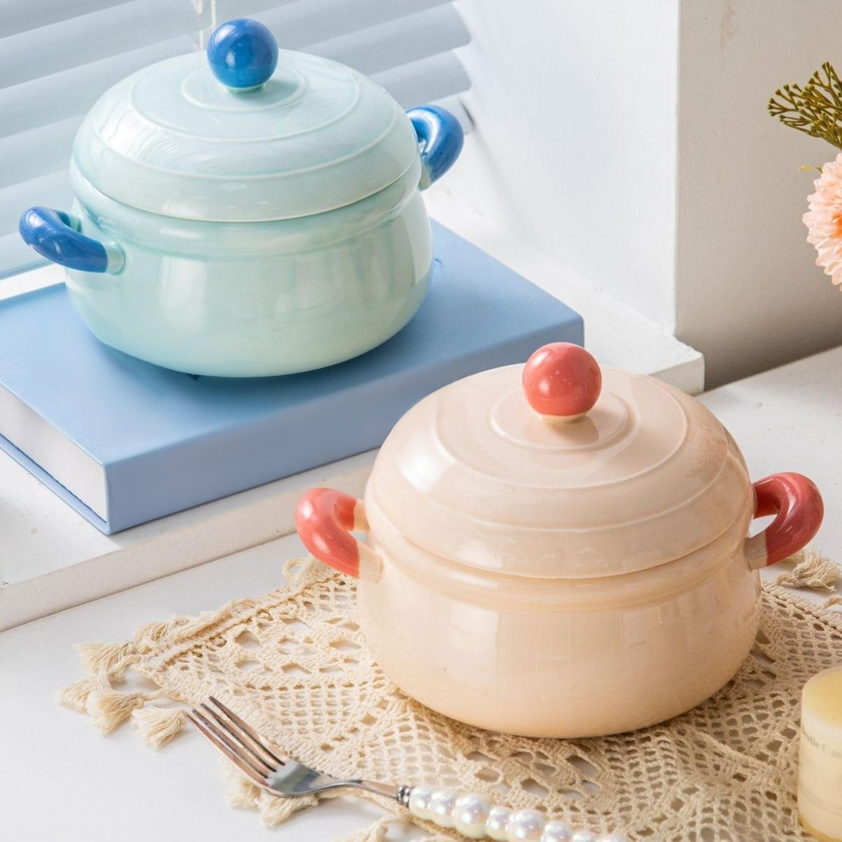 陶瓷泡麵碗帶蓋創意拉麵碗