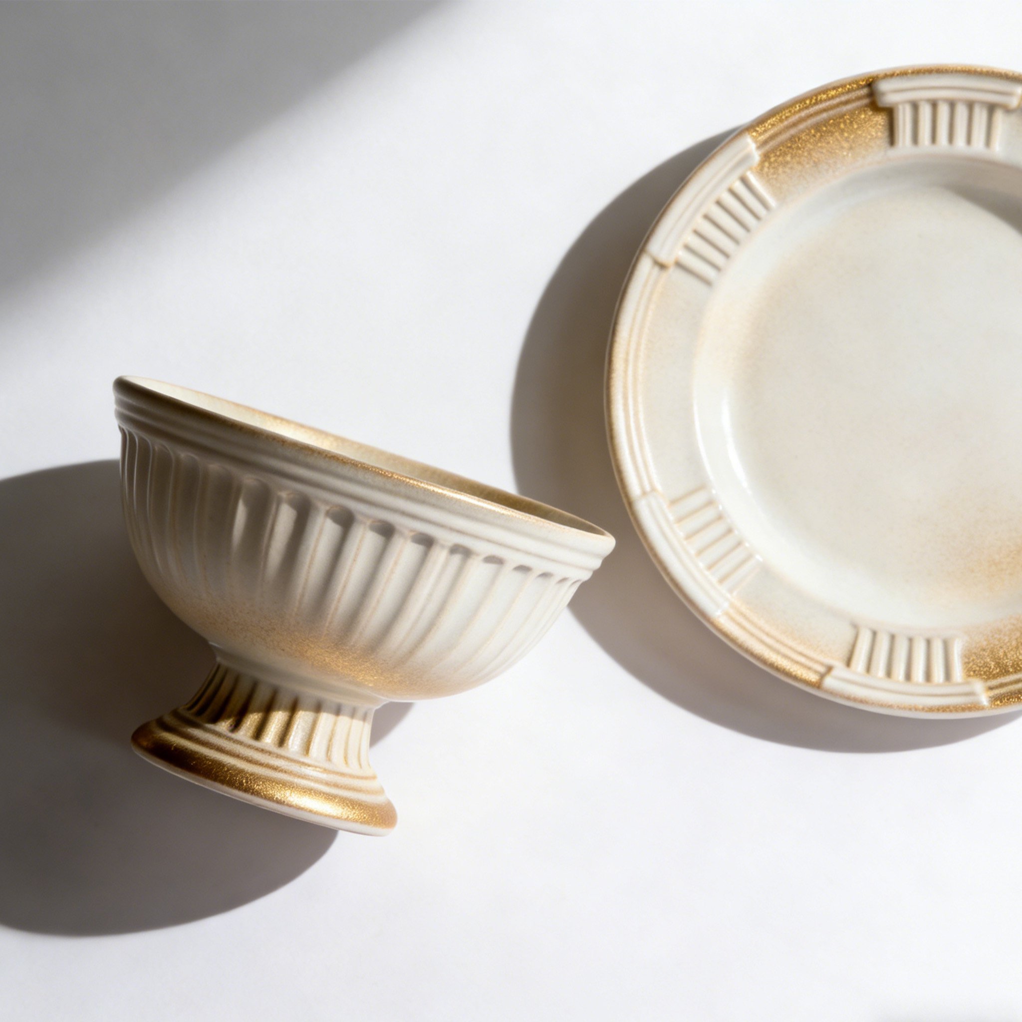 Σετ τεσσάρων κεραμικών μπολ και πιάτων