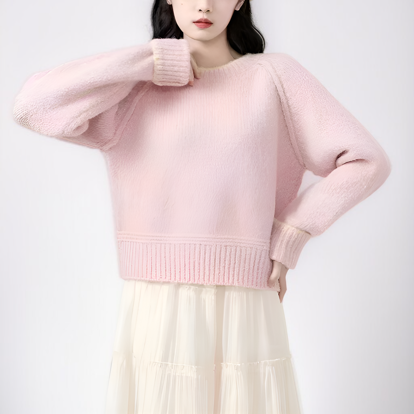 クルーネックのカラーブロックプルオーバーセーター