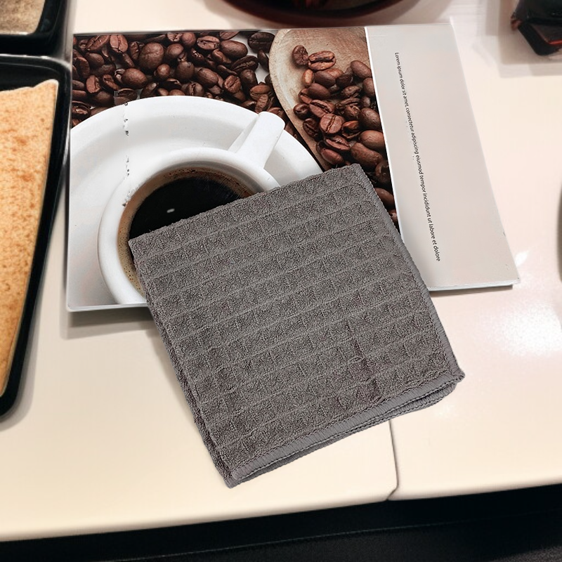 マイクロファイバーキッチンクリーニングクロス、大きくて厚いワッフルクロス、ディッシュクロス、高吸収性、12インチ x 12インチ 4枚パック