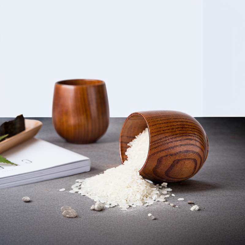 Wooden cup, large wooden cup, small wine glass, retro insulated restaurant tea cup