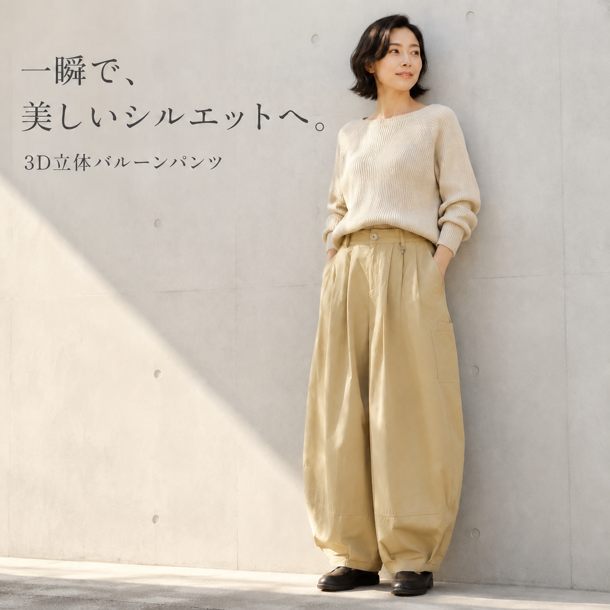 日本風レトロバルーンシルエットカジュアルパンツ