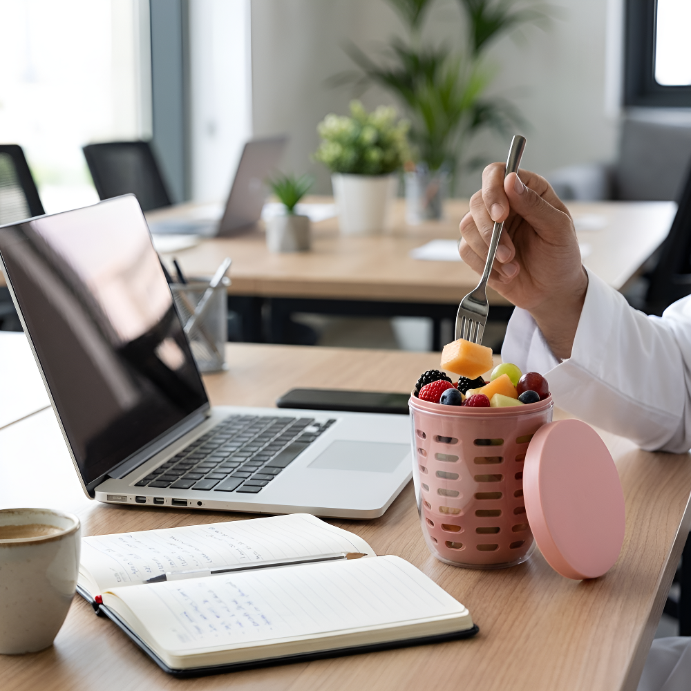 سلة فواكه متعددة الوظائف مع شوكة، أداة تخزين وتنظيف أنيقة