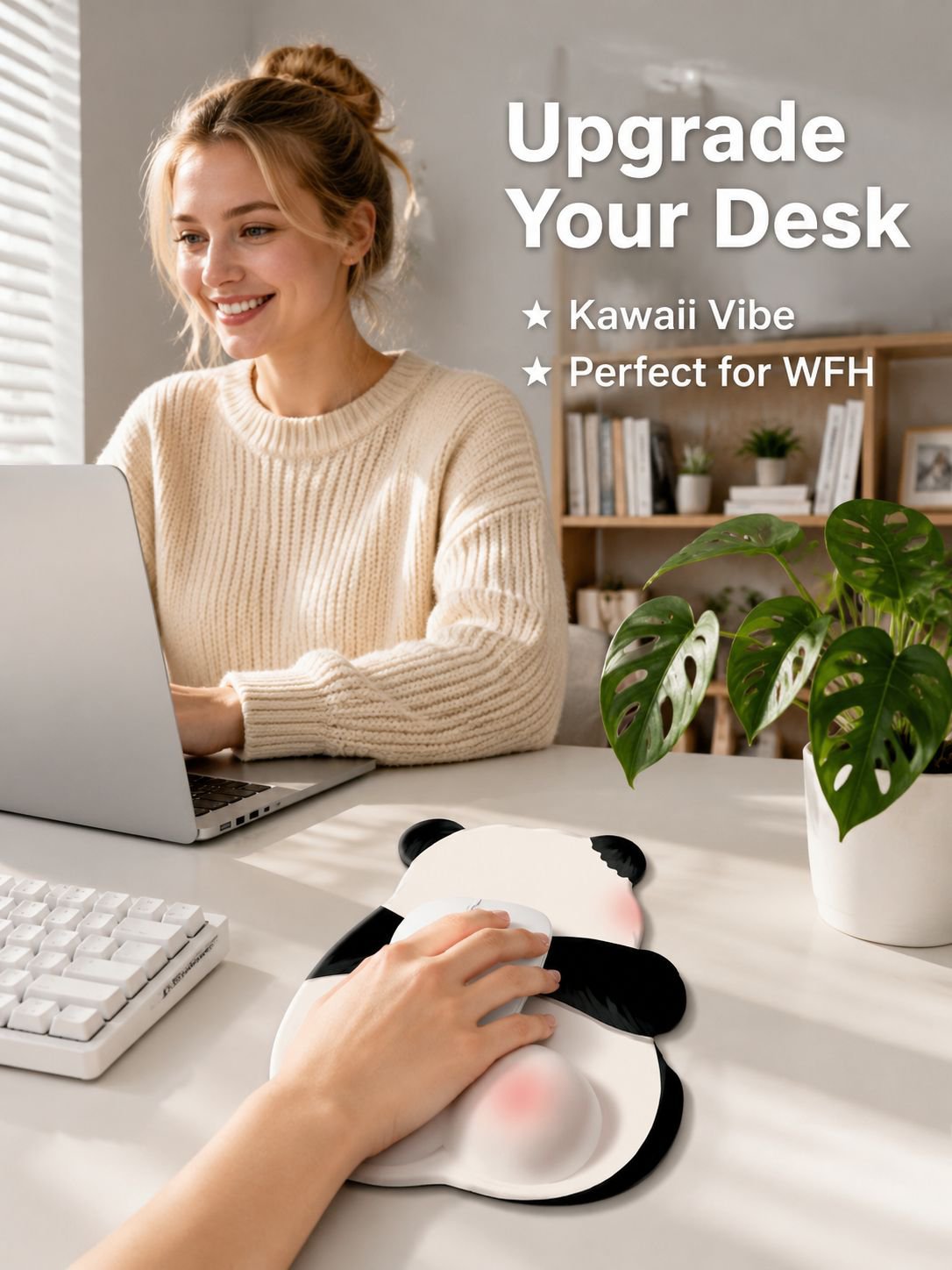 Pink Butt Panda Mouse Pad with Wrist Rest