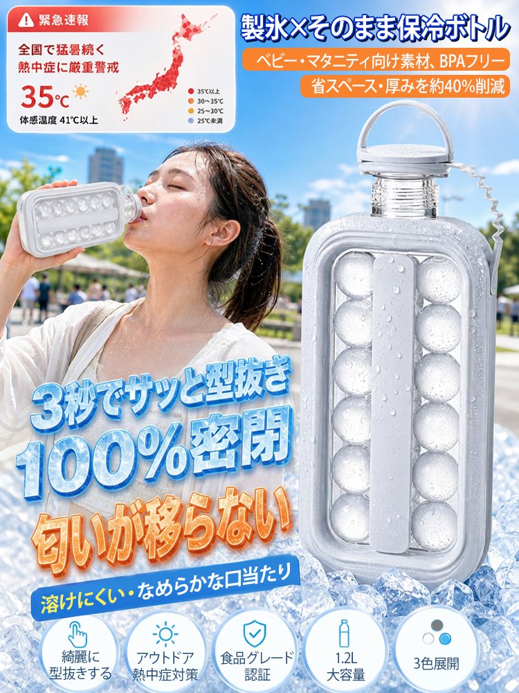 【いつでも簡単に氷作り】2WAY折りたたみ式氷作りボトル