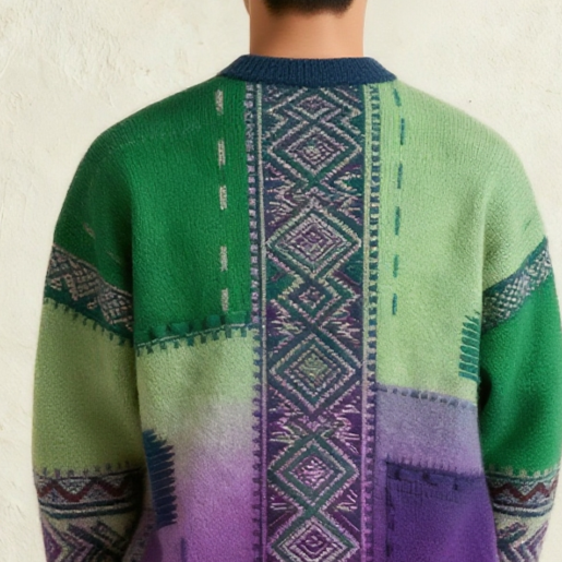 그라데이션 체크 남성 니트 스웨터