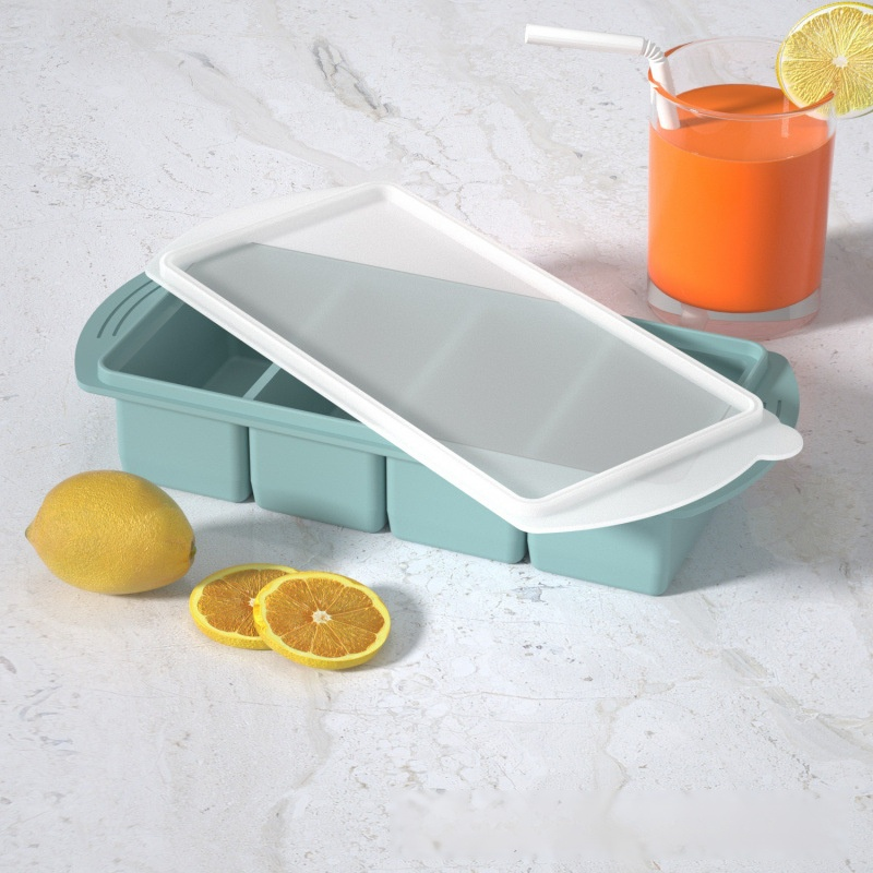 Household 4-Grid Ice Cube Tray with Lid