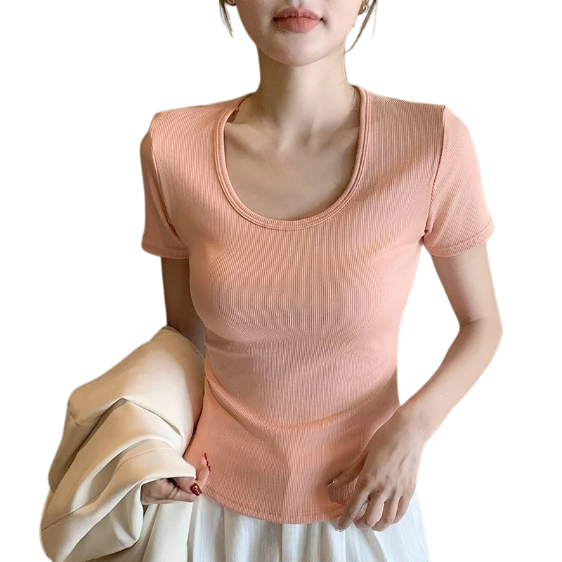 コットン丸首半袖Tシャツ