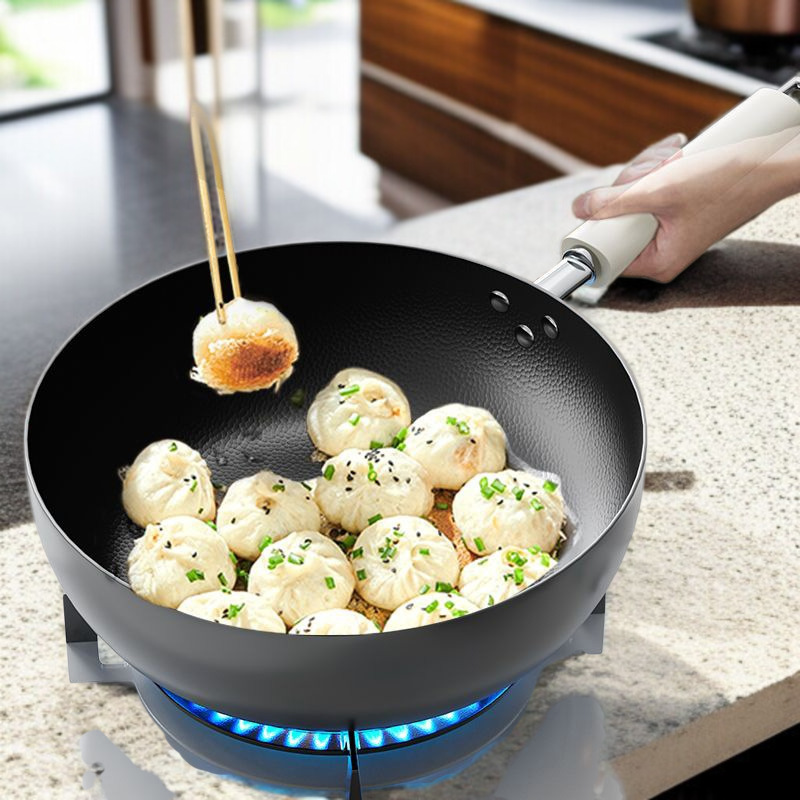 Sartén de hierro fundido sin recubrimiento para freír, hogar