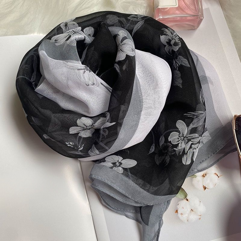 高級シルク薄手レディースロングスカーフ・おしゃれで万能