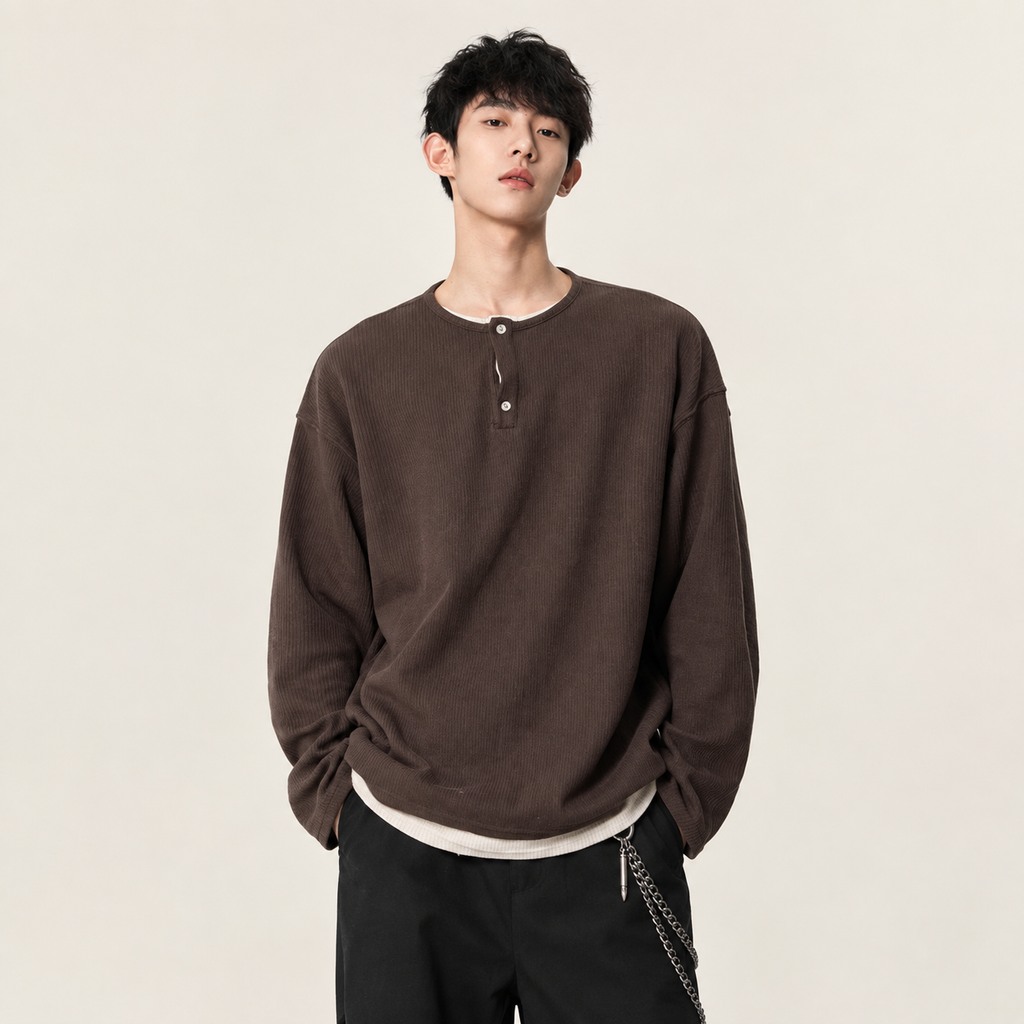 남자용 봄가을 고급감 한류 스타일 투피스 긴팔 티셔츠 다용도 맨투맨
