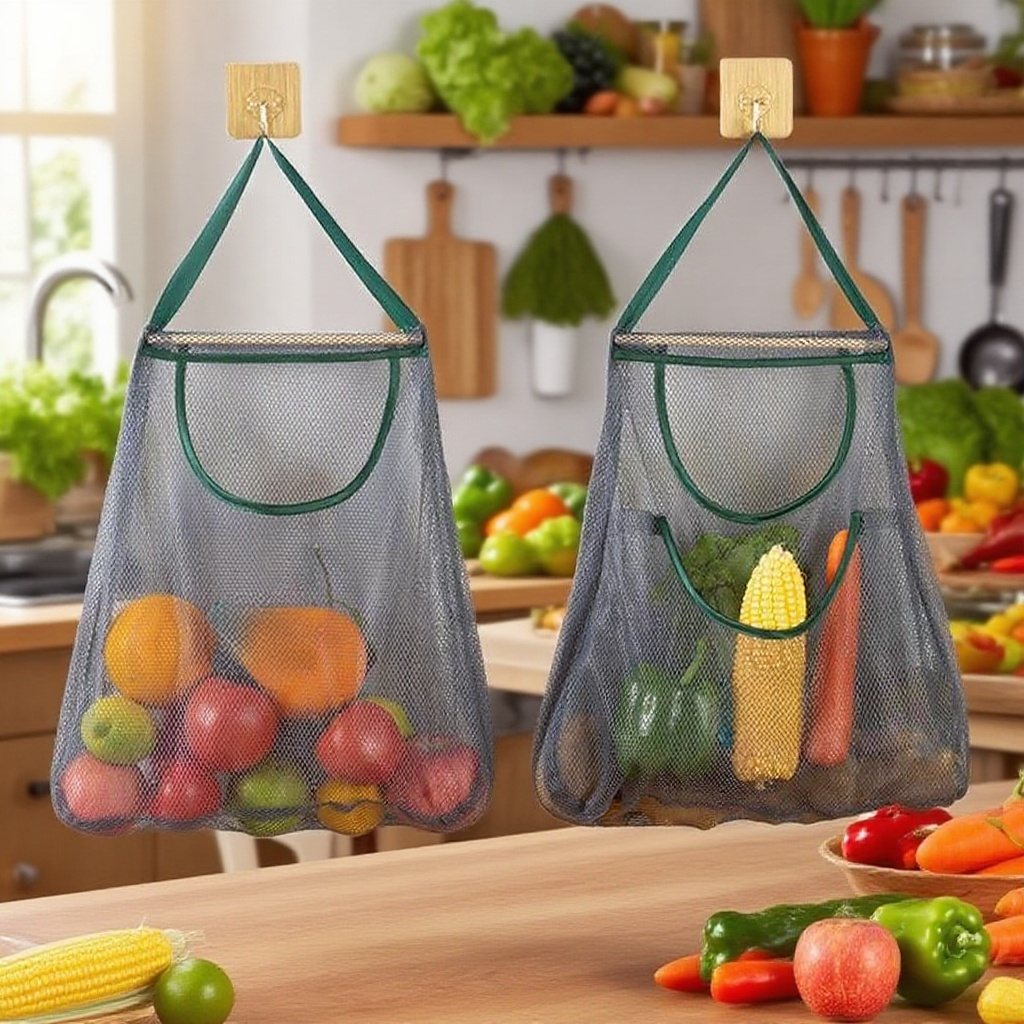 廚房壁掛式防潮通風收納鏤空網兜