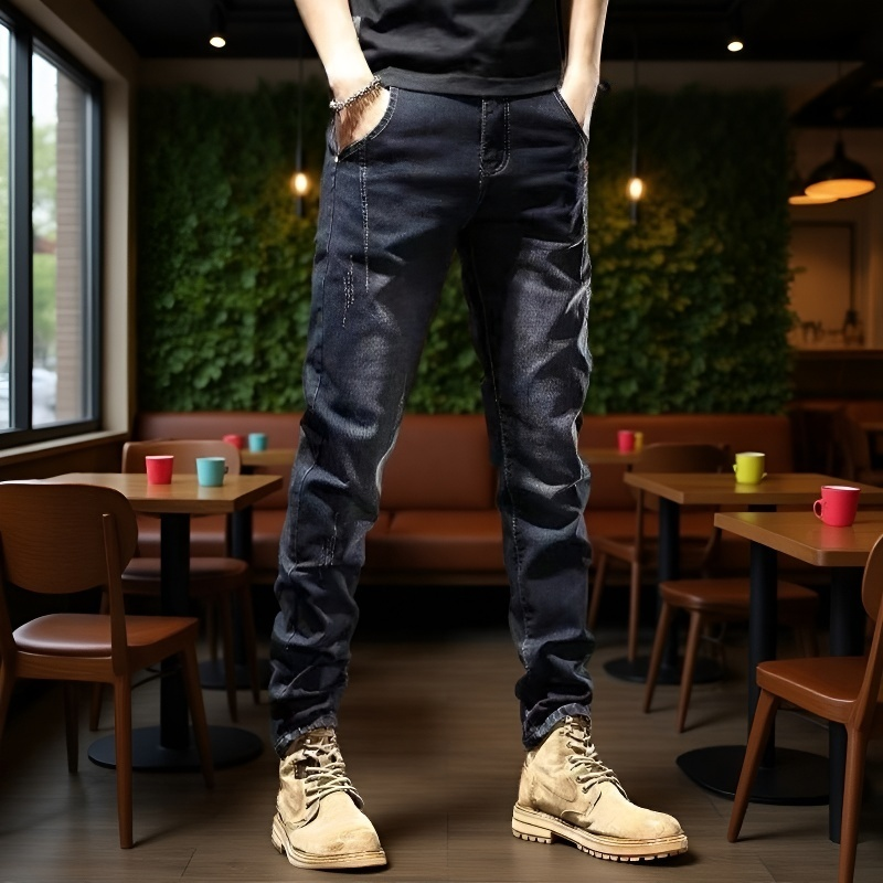 남성용 베이직 신축성 슬림핏 청바지