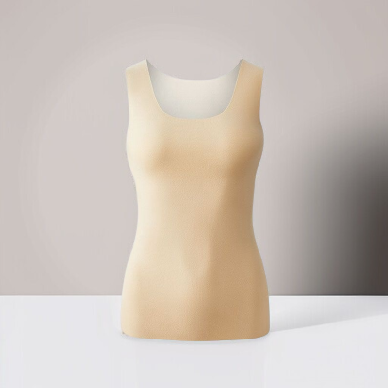 女士無痕圓領雙面磨絨保暖背心