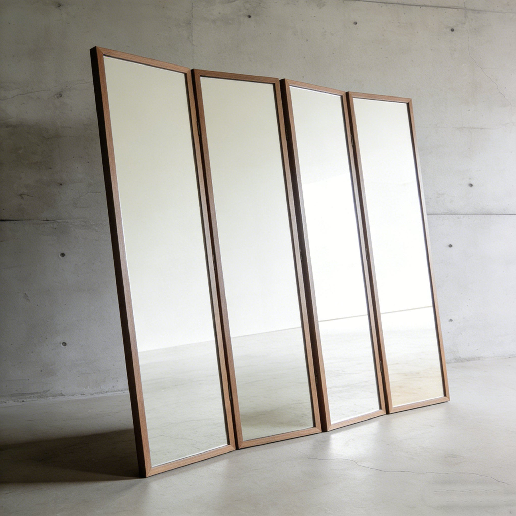 リビングに設置したミラー折りたたみパーテーション