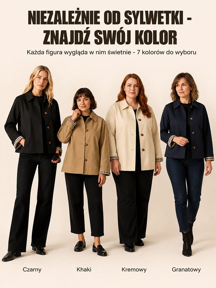 Modny, uniwersalny, wodoodporny i odporny na zagniecenia płaszcz