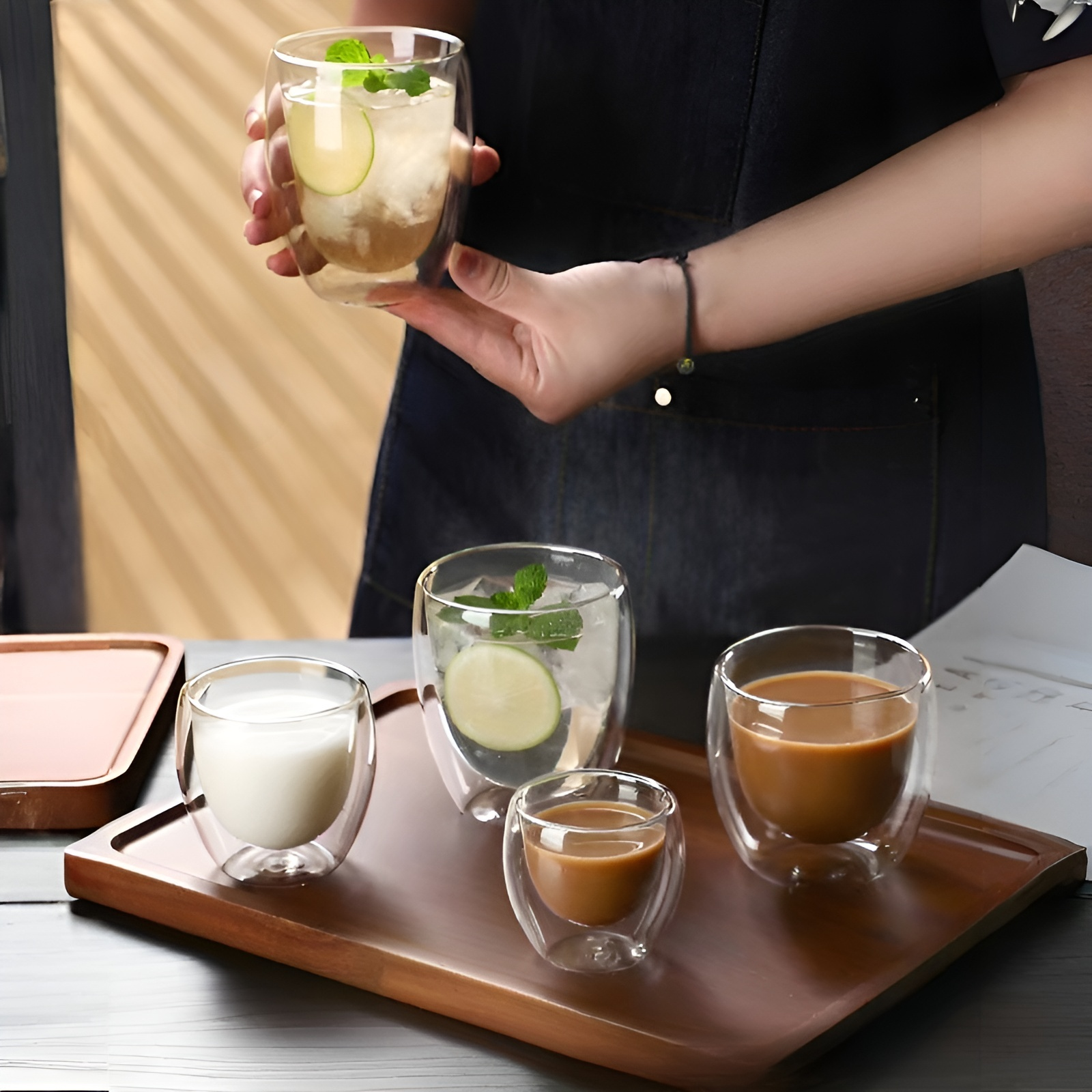  Insulated Double Wall Glass Mug