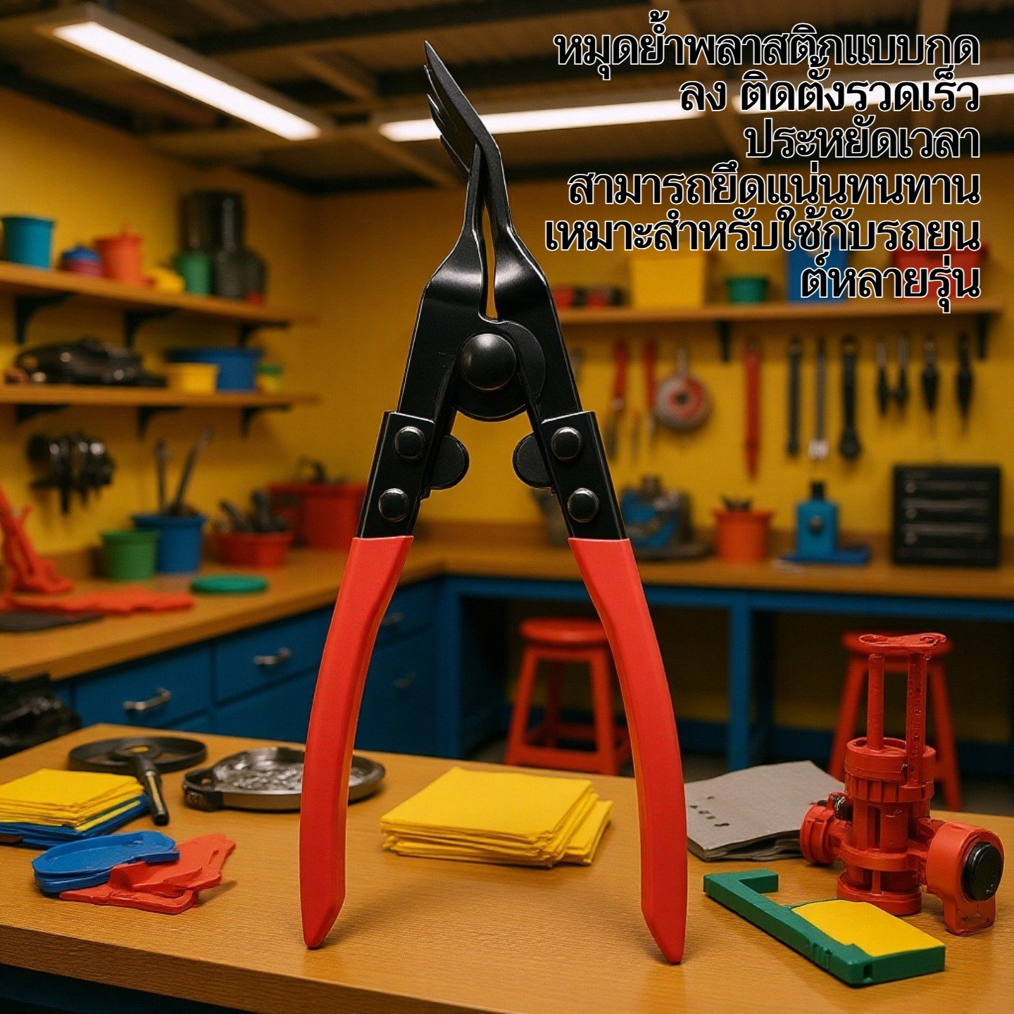 คีมเปิดไฟหน้ารถยนต์ ไขควงพลาสติก หมุดย้ำพลาสติก แบบกดลง