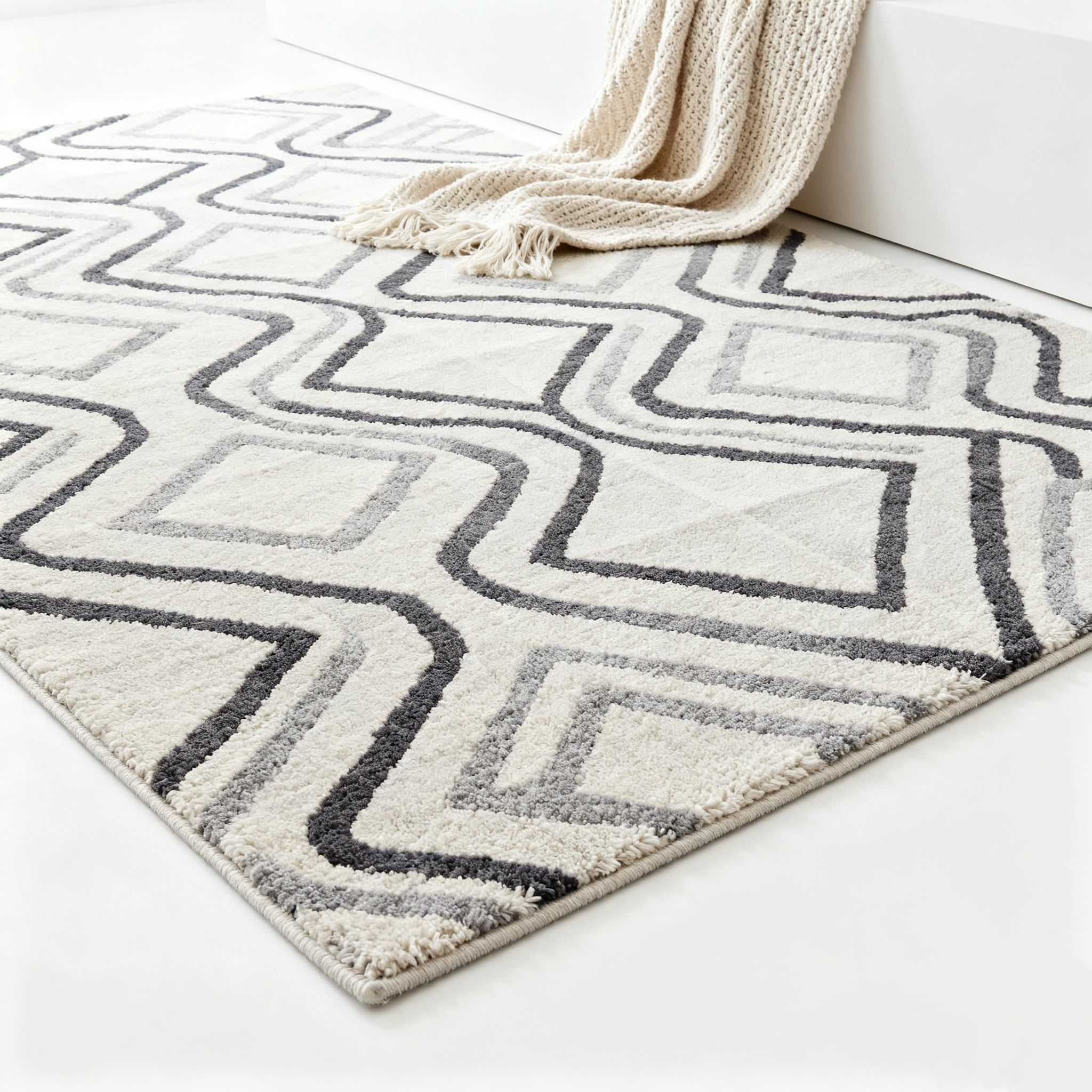 Alfombra moderna para dormitorio color neutro