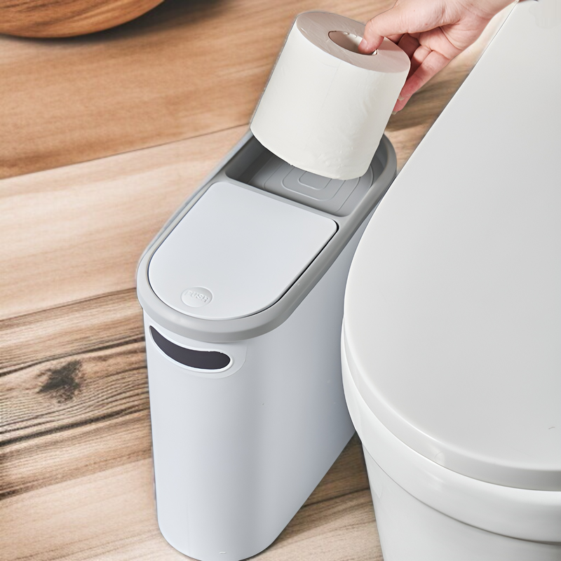 クリエイティブゴミ箱 家庭用トイレゴミ箱 リビングルーム キッチンゴミ箱 バスルーム 隙間ゴミ箱 蓋付き プッシュ式ゴミ箱