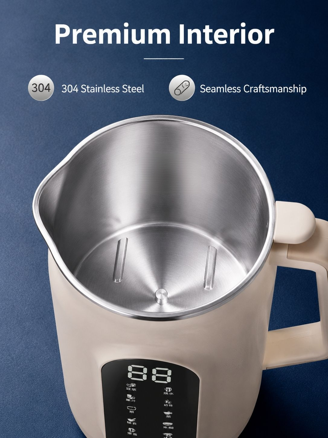 Easy-to-use touch screen controls on soy milk maker