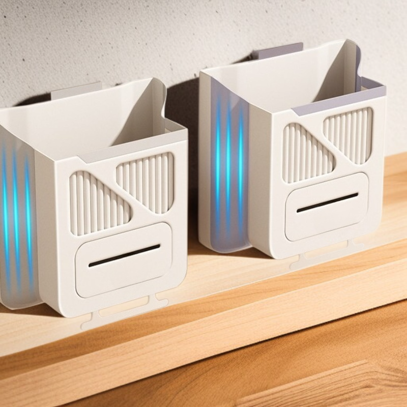 접이식 크림색 벽걸이형 쓰레기통