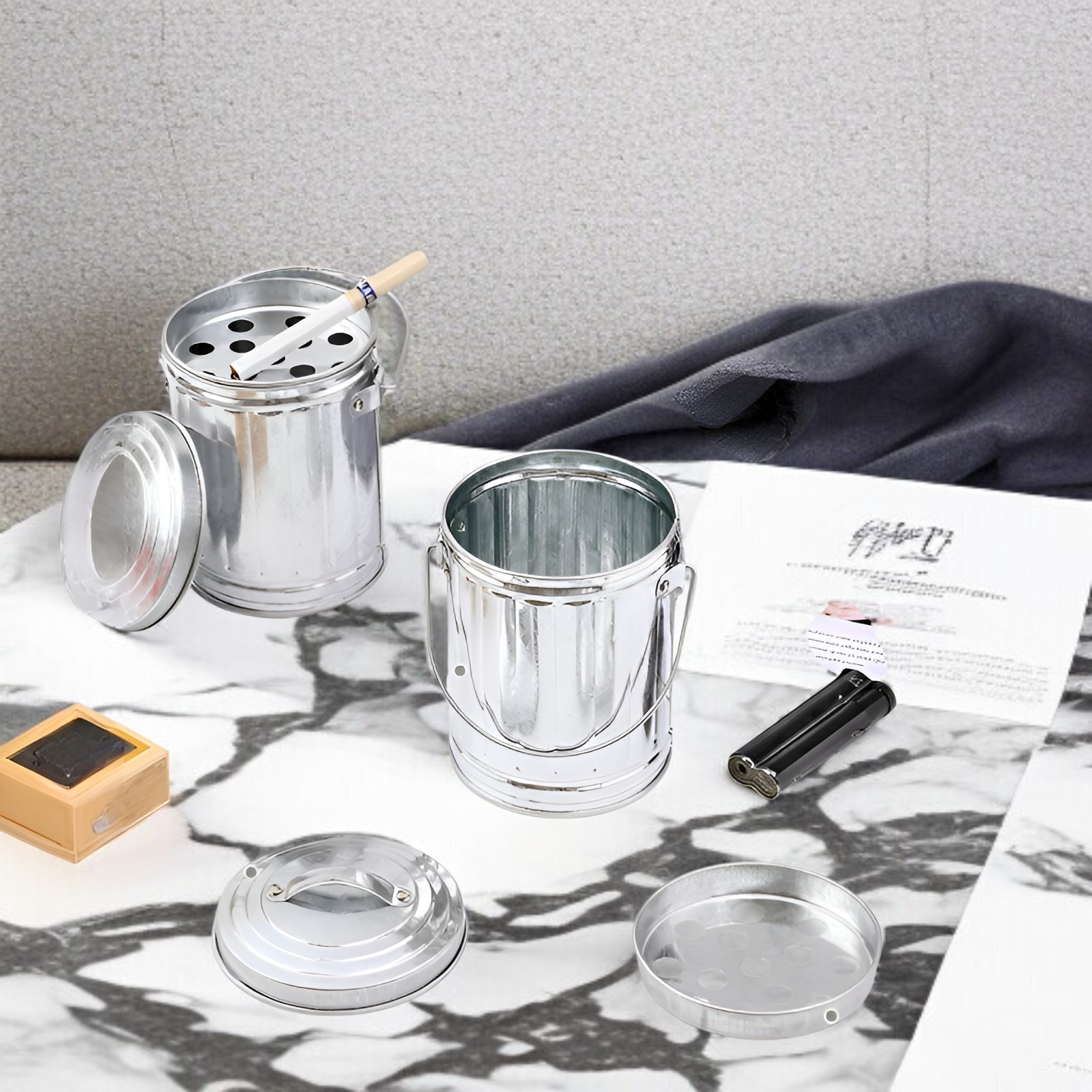 亜鉛めっき鉄バケツ型灰皿