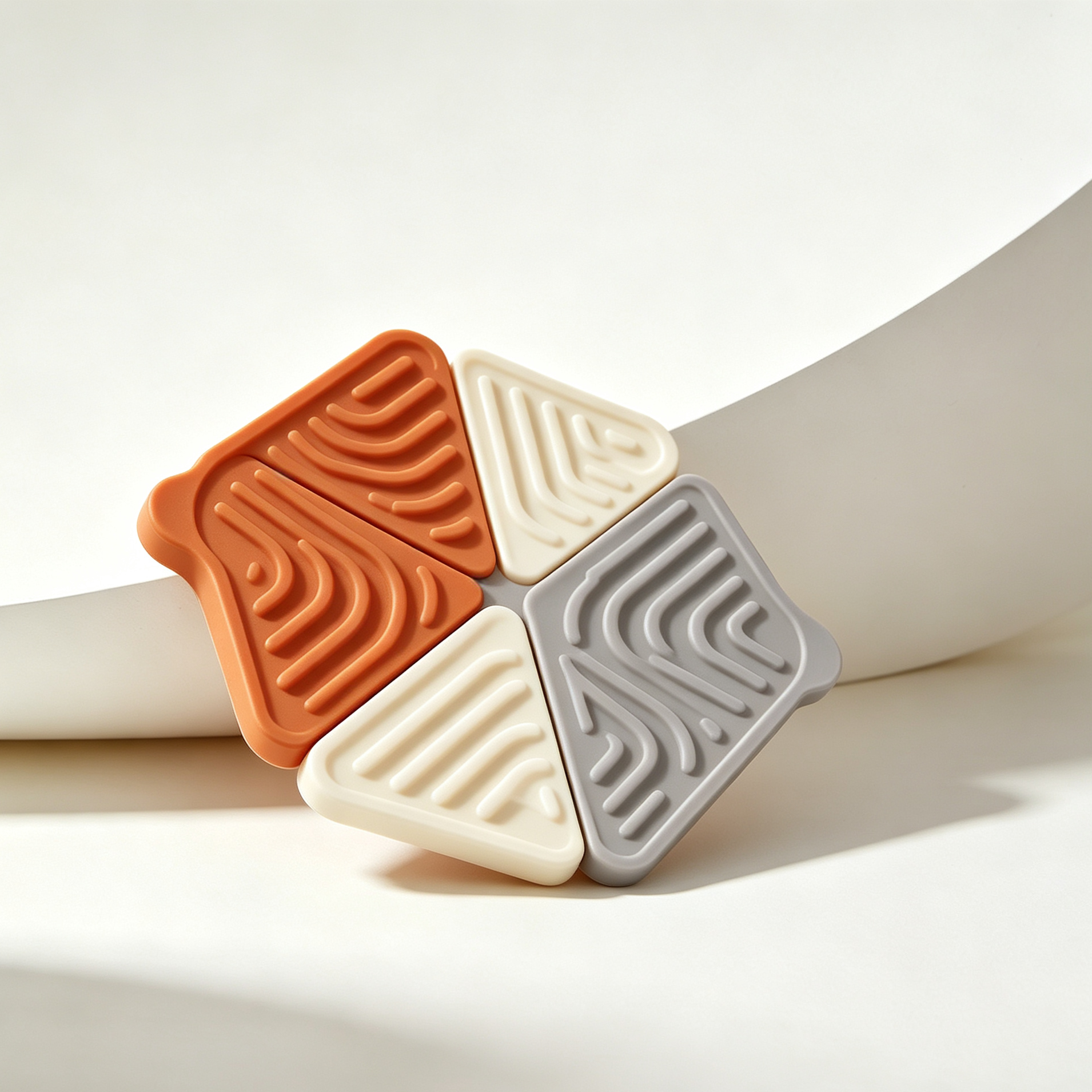 Stack of silicone pads showing flexibility and thickness