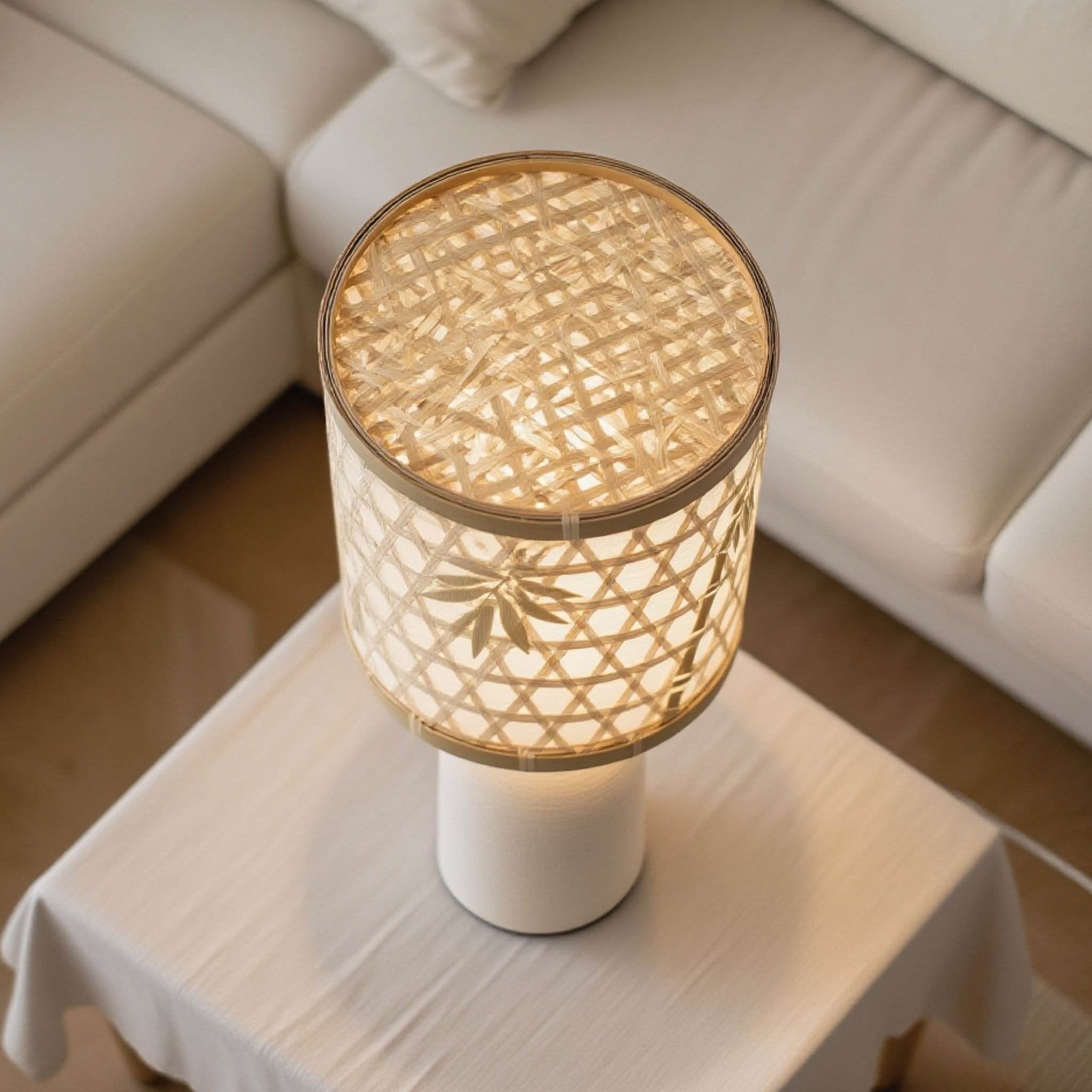 โคมไฟไม้ไผ่ตกแต่งมุมบ้านสไตล์ธรรมชาติ