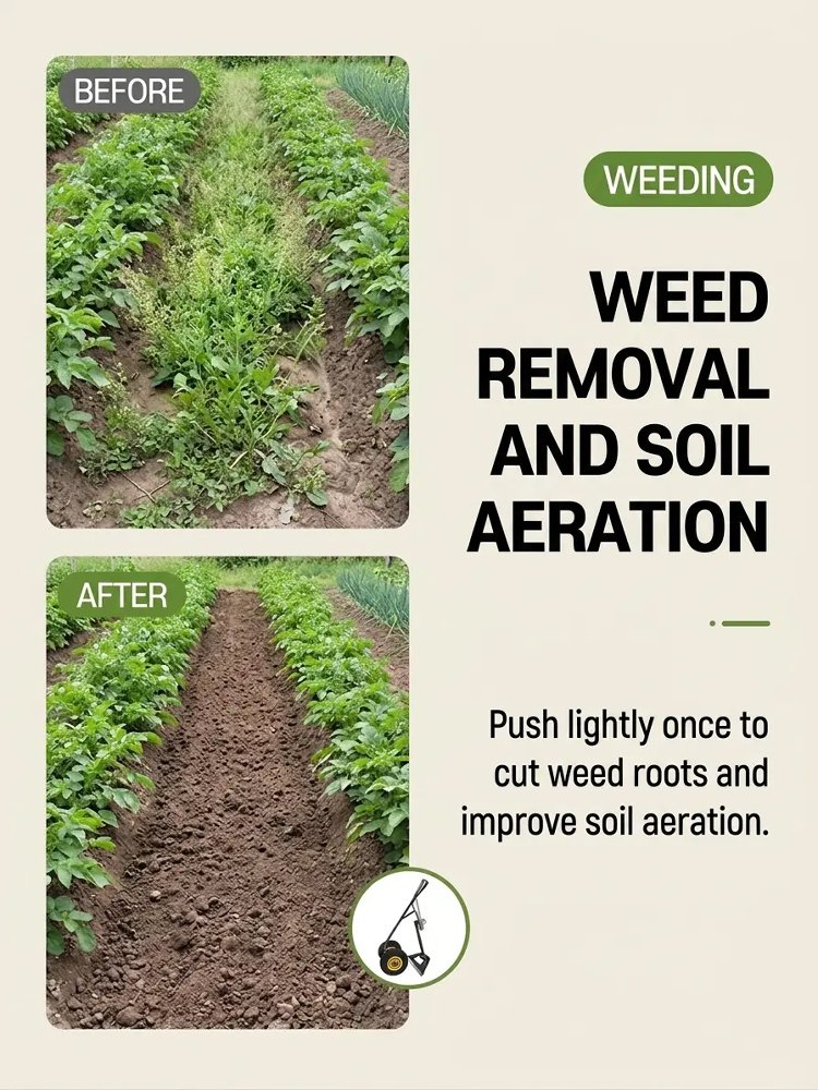 Agricultural 3-in-1 Weeding Tool, Soil Loosening and Ditching Hoe