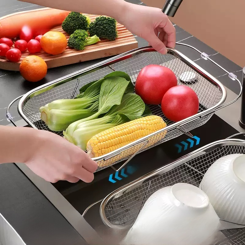 Stainless Steel Extendable Fruit and Vegetable Draining Basket