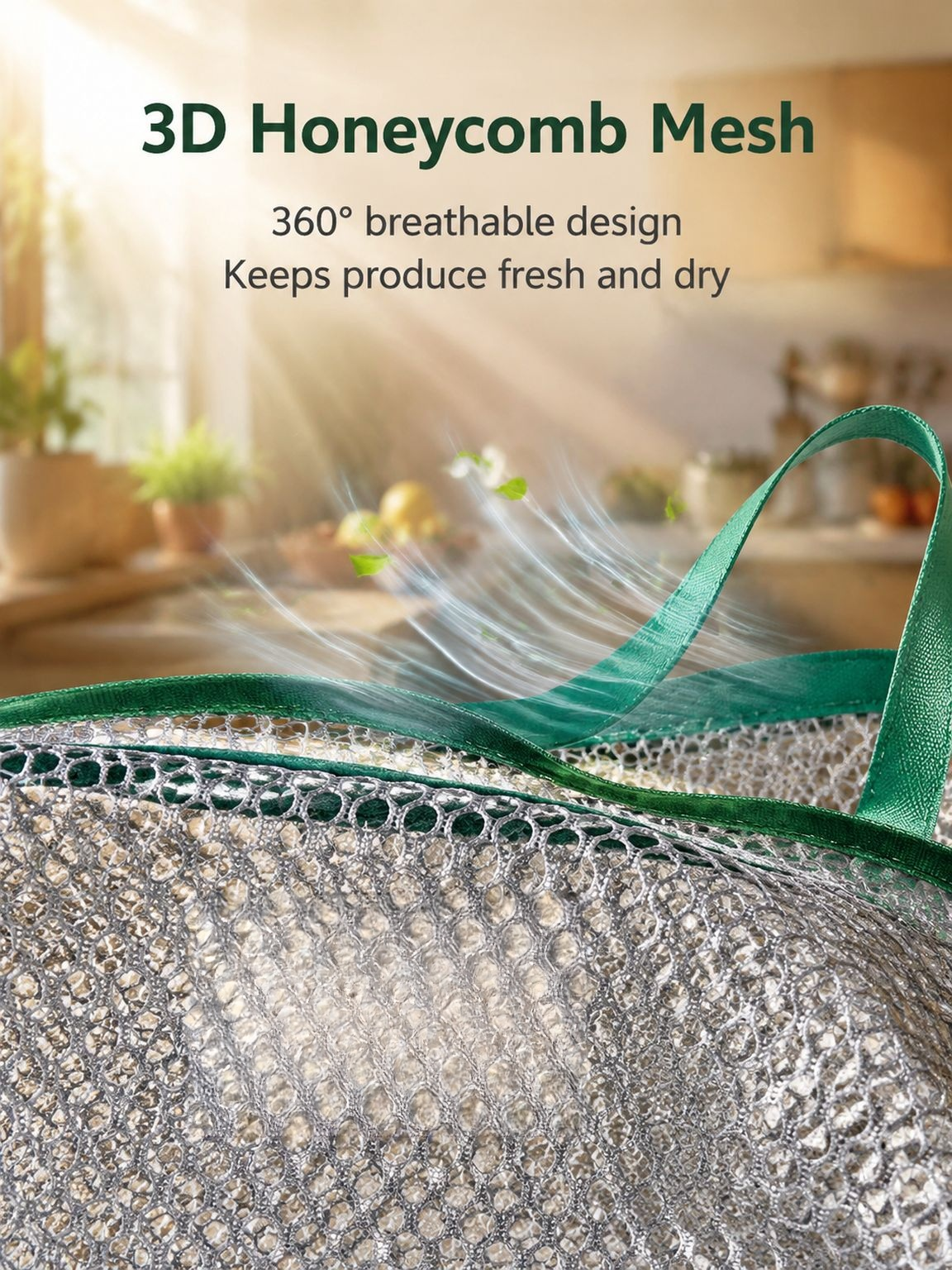 Breathable mesh sack for storing garlic ginger and vegetables