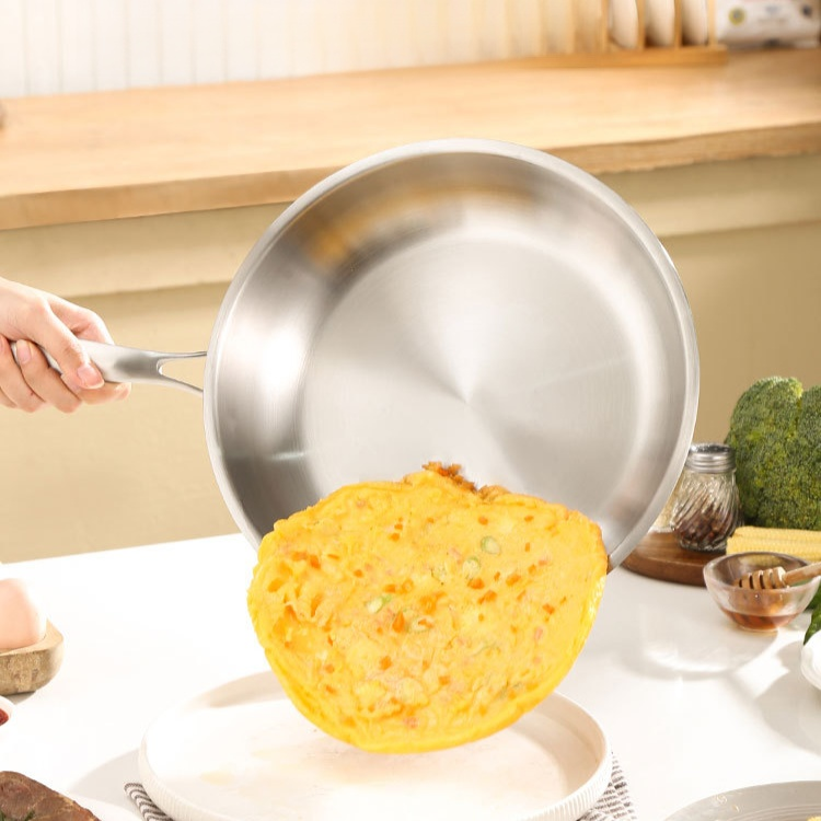  กระทะทอดสามชั้นสแตนเลสไร้สารเคลือบไม่ติดอาหาร