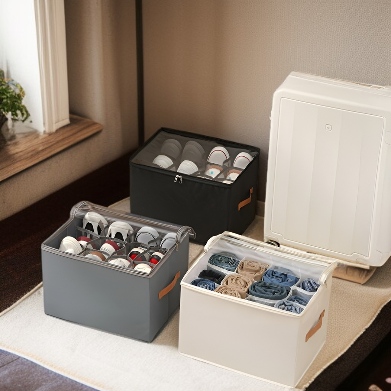 Boîte à chaussures pliable avec couvercle transparent, boîte de rangement polyvalente